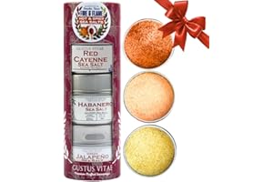 Hot & Spicy Sea Salts: Smoke, Heat, Fire & Flame | Gift Packaged Set of 3 | All Natural, Non GMO Sea Salts | Gourmet Infused Spicy Salts | Small Batch, Hand Made | Made in USA | No Artificial Ingredients, Authentic Flavors | GLP-1 Friendly | Artisanal Seasoning Gift Pack | Sustainably Sourced, Ultra Premium | Gustus Vitae | #548
