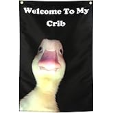 ZKflager Welcome To My Crib Duck Cool Funny Flags For Room Guys Girls Meme Flags Banner 2x3 Feet College Dorm Bedroom Wall Man Cave Frat Indoor Outdoor Black Real