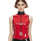 Women's Red Sleeveless Latex T-Shirt with Front Zipper,Shaping Casual Latex Tank Tops,for Novelty Club Wear