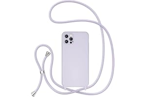 UEEBAI Crossbody Lanyard Phone case for iPhone 15 Pro Max 6.7 inch, Silicone Phone Cover with Adjustable Necklace Strap Soft Belt Neck Cord Lanyard Shockproof Protective Case - Mauve