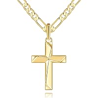 14K Yellow Gold Cross Pendant - Real Gold Religious Charm, No Gemstone, High Polished, Classic Jewelry Gift - View #4