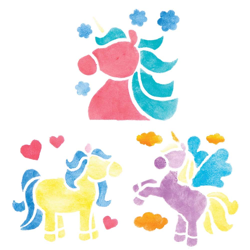 Baker Ross AX359 Washable Unicorn Stencils - Pack of 8, Painting Supplies for Kids Arts and Crafts Projects - Image 3
