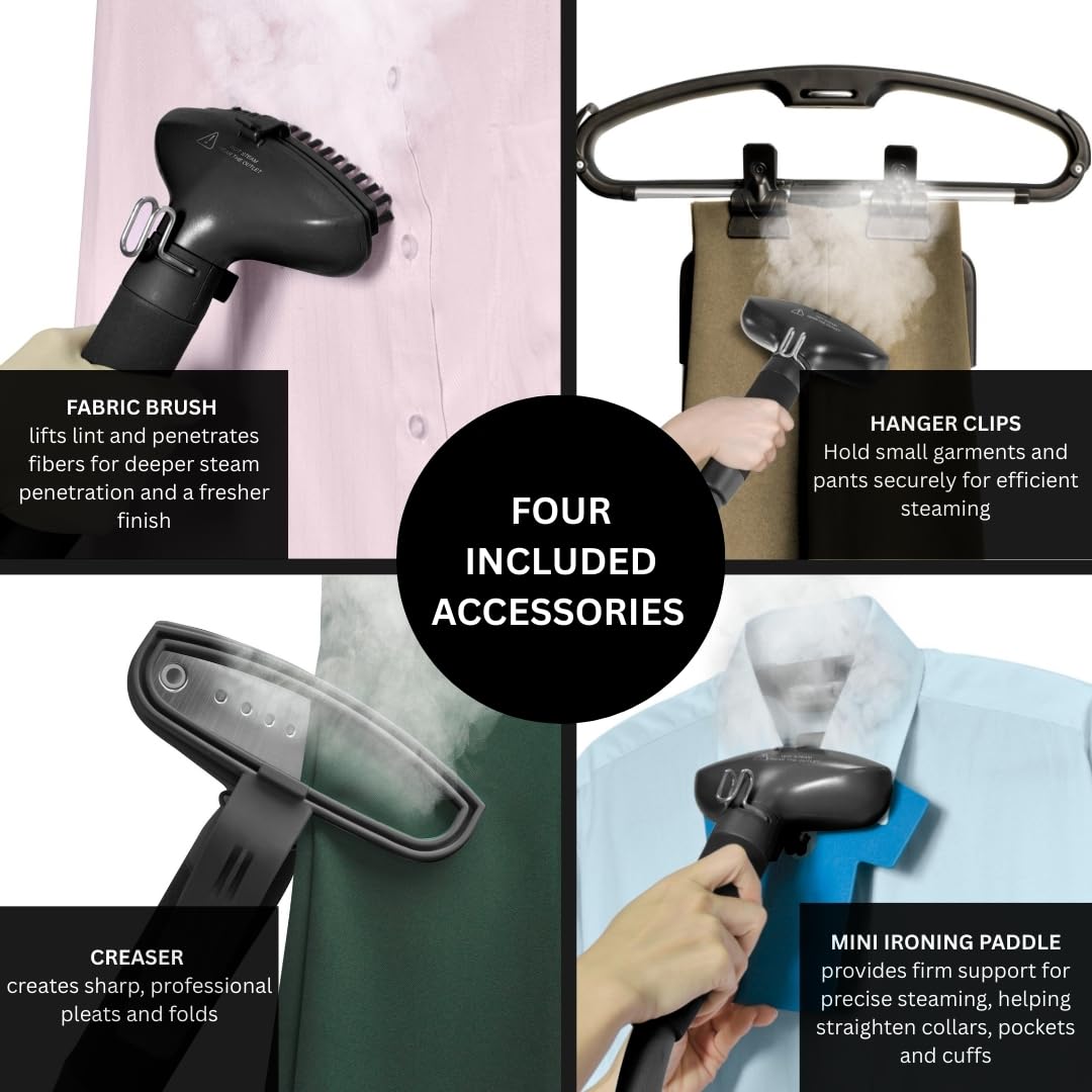 SALAV Professional Standing Garment Steamer with Retractable Power Cord, Foot Pedal Control, Wheels for Easier Movement (Gold)