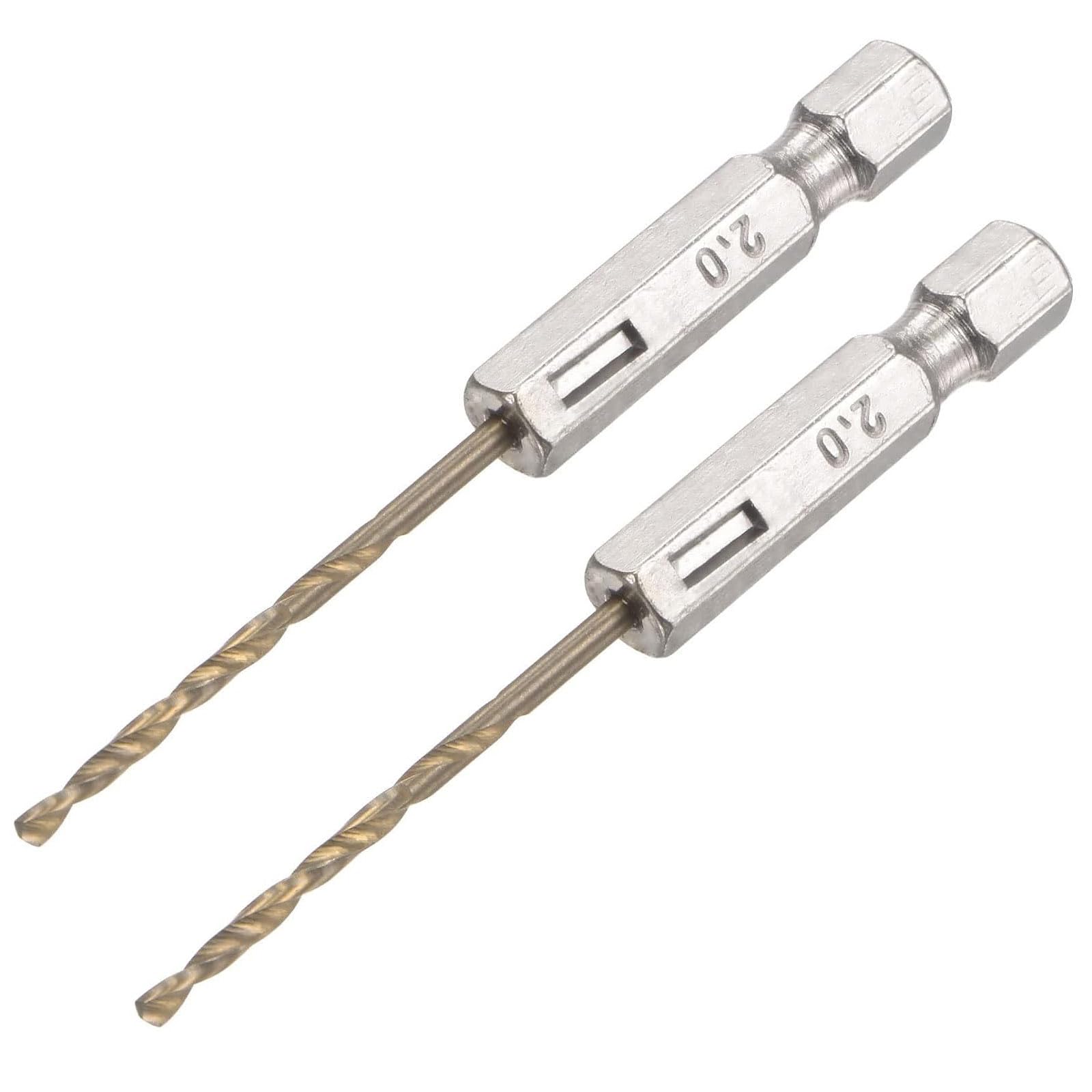 TA-VIGOR 2Pcs 2mm Hex Shank Twist Drill Bit Set, 1/4 Inch Shank HSS High Speed Steel Drill Bit Set Quick Change Twist Drill Bits for Woodworking, Plastic and Metal — image 1