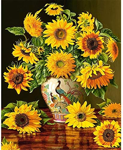 Barlingrock 5D DIY Diamond Painting Kits for Adults, Vibrant Sunflower Full Drill Diamond Dotz by Number Kits Embroidery Paintings Pictures Arts Craft for Home Living Room Wall Decor 30x40cm