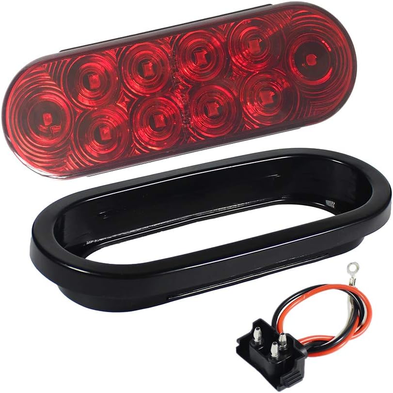 NOVALITE 2 pcs Dark Red 6 Inch Oval LED Brake Stop Turn Tail Lights Kit
