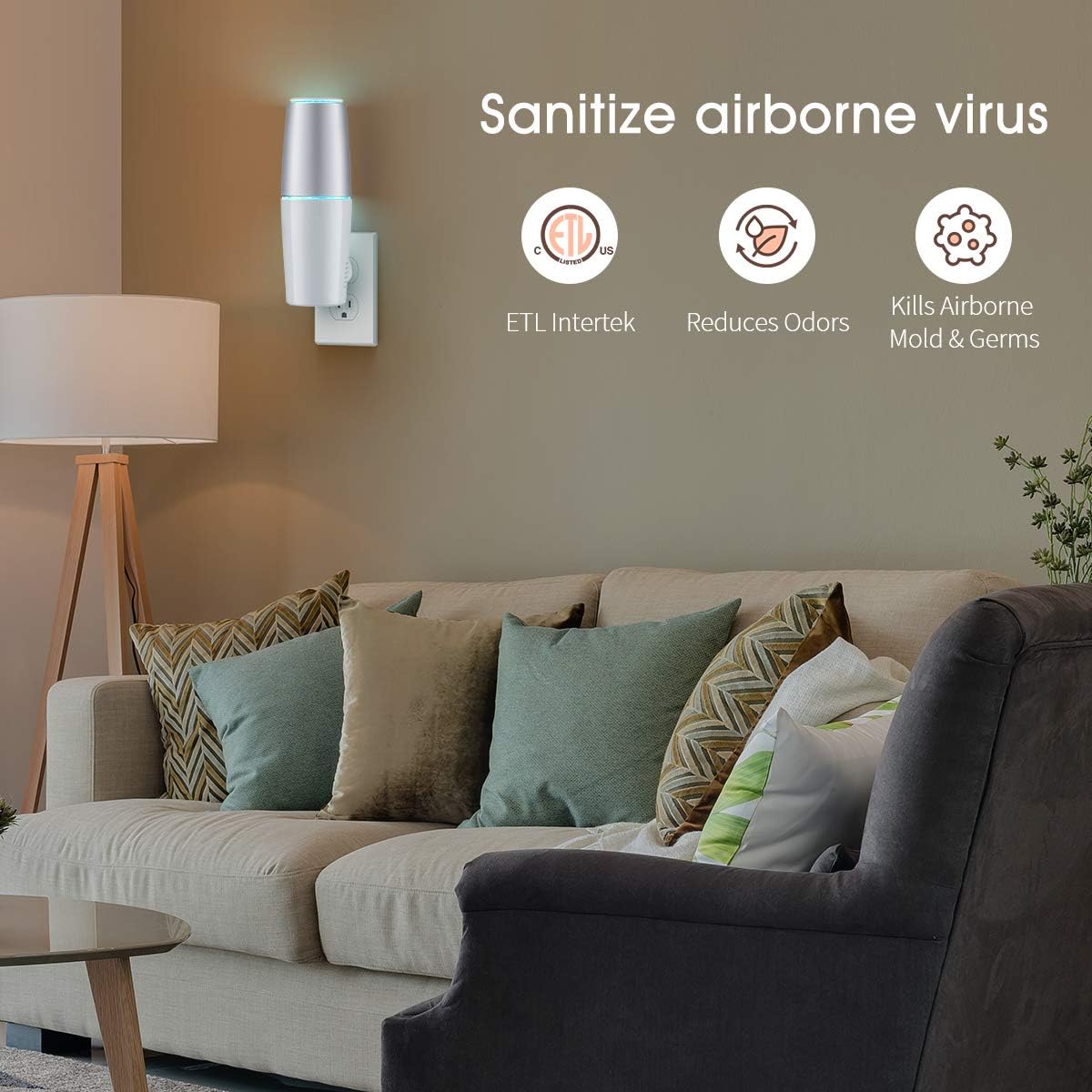 Portable UV Light Sanitizer, Eliminates Germs & Odor with UV-C Light Kill Airborne Viruses for Bedrooms, Kitchen, Bathroom, Pet Area, Nursery: Kitchen & Dining