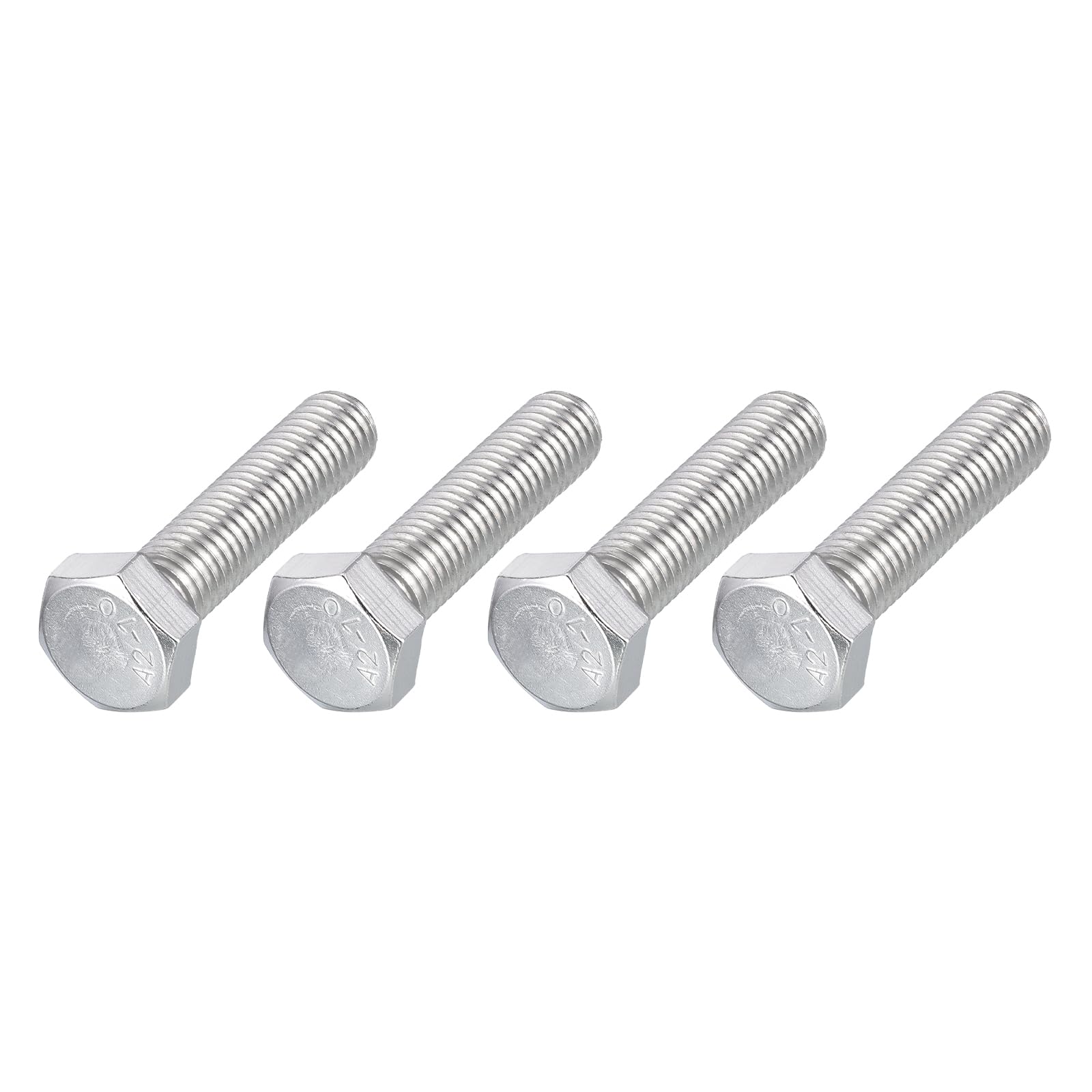 METALLIXITY Hex Bolts (M12-1.75x50mm) 4Pcs, 304 Stainless Steel Coarse Fully Threaded Hex Head Screw Bolt Machine Screws - for Furniture Repair, Silver