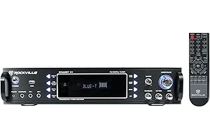 Rockville RPA60BT V2 1000 Watt 2-Channel Amplifier Mixer, Bluetooth, USB, Mic Inputs, EQ Controls, for DJs and Karaoke