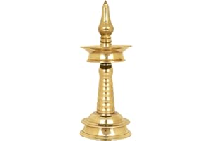 SATVIK STORE SATVIK 1Pc of 4 Inch Standing Brass Metal Kerala Samai Diwali Deepak for Puja Traditional Panchmahal Pooja Deepam Diya Oil Lamp Kutthu Vilakku Dia Deepawali Indian Housewarming Return Gift Items