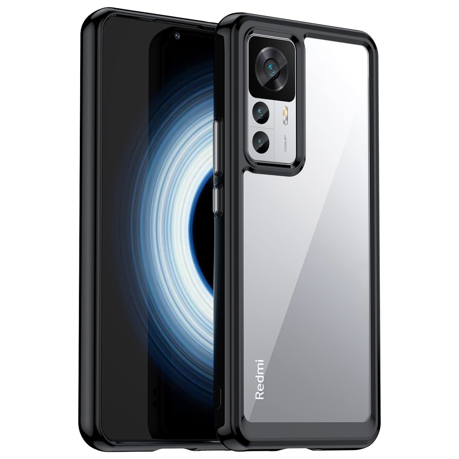 SHYXGLON for Xiaomi 12T Pro Case, Xiaomi 12T Case Crystal Clear Ultra Thin Transparent Tough TPU Soft Cover Silicone Flexible Bumper Shockproof Anti-Scratch Phone Case for Xiaomi 12T Pro (Black)