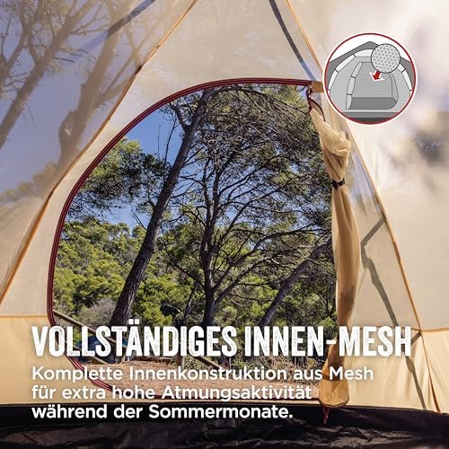 Darwin 3 Plus Summer Zelt | Kompaktes 3-Personen-Kuppelzelt | Leichtes 3-Mann-Campingzelt | Festivalzelt | wasserdicht 2000 mm Wassersäule | Besonders atmungsaktiv | Eingenähte Bodenplane