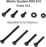 FandWay 410Pcs M2 Bolts Nuts Set DIN912 Hex Socket 12.9 Alloy Black view 4