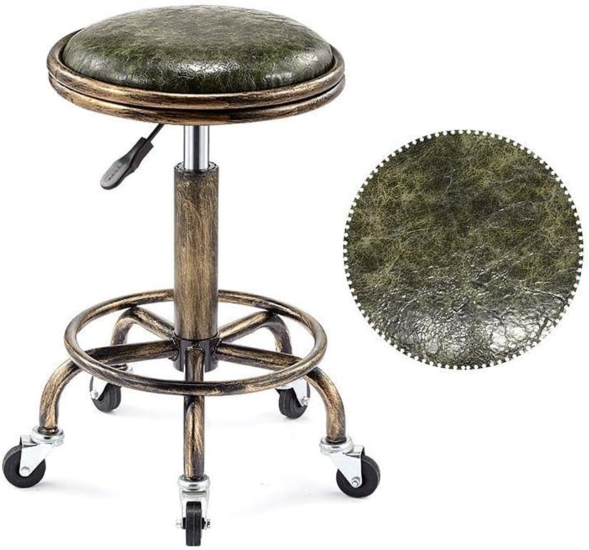 Round Chair Caster Swivel Chair Rolling Swivel Salon Stool Chair, Back Support Adjustable Hydraulic 9 Colors for The Office Massage Facial spa Medical Drafting Tattoo Beauty Barber (Color : G)