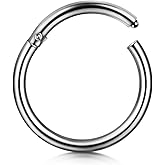 D.Bella Hinged Nose Rings Hoop 316L Surgical Steel Hypoallergenic Septum Ring Lip Ring Helix Cartilage Rook Earrings Body Piercing Jewelry 14G 16G 18G 20G, Diameter 5mm to 14mm