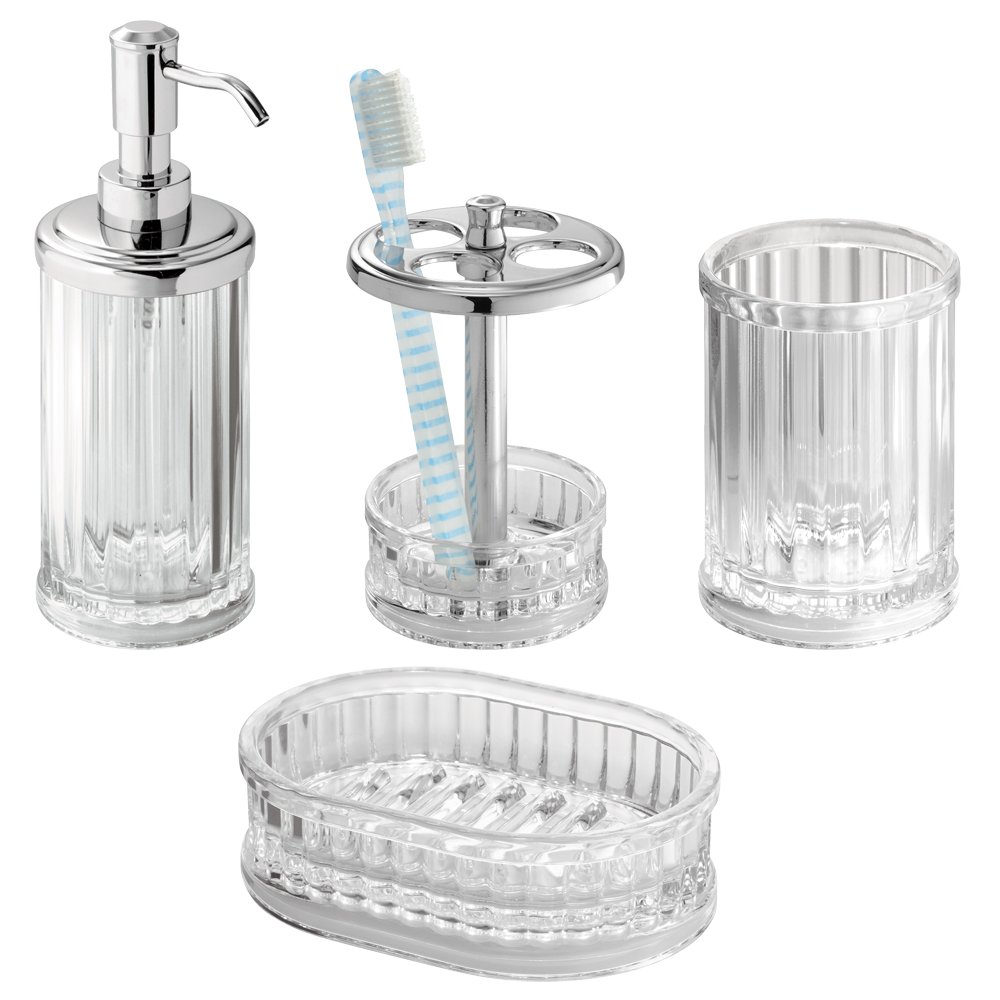 iDesign Alston Plastic Bath Countertop Accessory Set, Soap Dispenser