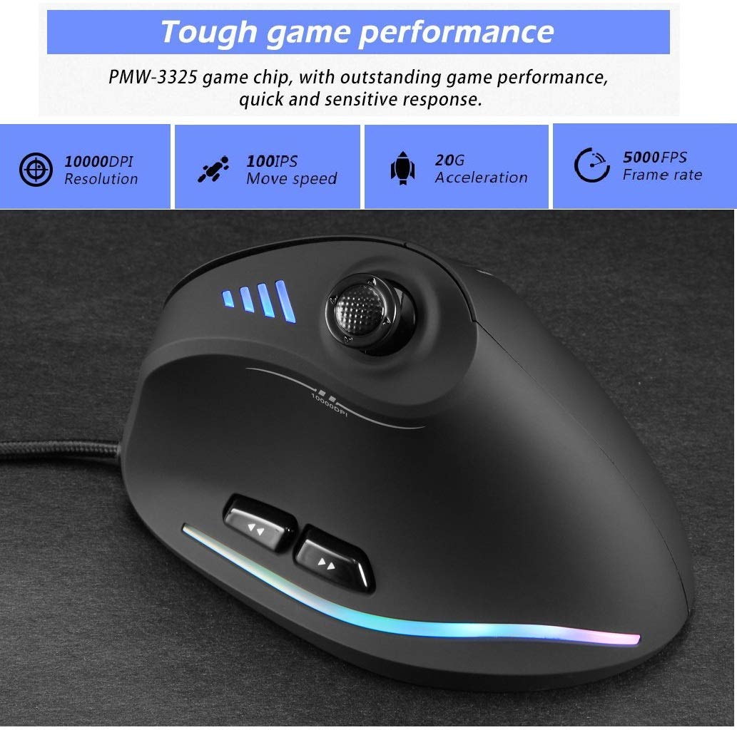 Mua ZLOT Vertical Gaming Mouse,Wired RGB Ergonomic USB Joystick
