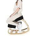Giantex Kneeling Chair, Wood Posture Chair, Max Load 330 Lbs, Rocking Knee Chair with Soft Cushion, Natural Relief for Back, Shoulder or Neck Pain, Ergonomic Kneeling Chair for Office Home