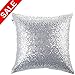 Kevin Textile Sequins Decorative Euro Throw Pillow Cover Sham 18 x 18 Christmas Pillow Case Cushion Cover,Hidden Zipper Design,1 Pack (Silver)