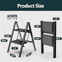 WOA WOA 2 Step Ladder, Step Stool Foldable with