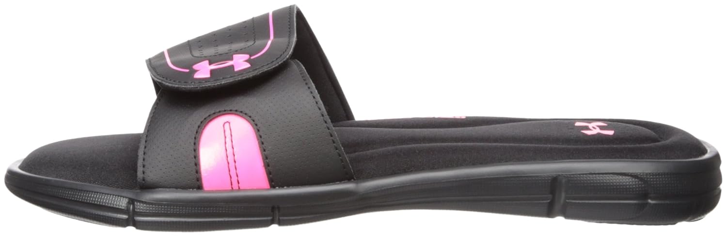under armour women's ignite viii slide sandal black (001)/white 6 b(m) us