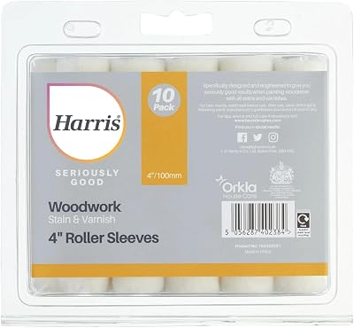 Harris Seriously Good Woodwork Stain and Varnish 4in Mini Roller Sleeve 10 Pack