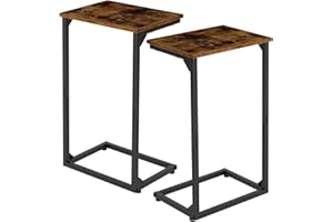 AMHANCIBLE C-Shaped End Table Set of 2, 26.37" H, Couch Tables that Slide Under Sofa, Sturdy Side Table for Living Room, Bedr