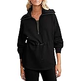 Dokotoo Womens Sweatshirt Oversized Half Zip Up Drawstring Waist Long Sleeve Side Slits Soft Casual Pullover Sweatshirts Tops