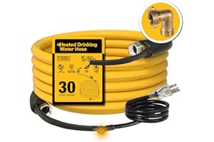 UTOOL 30 FT Heated Water Hose for RV Camper with 90 Degree Elbow, NSF 372 Drinking Water Certified Garden Hose, Automatic Thermostat Antifreeze Protection to -40°F, 5/8" ID, 3/4" GHT Adapter