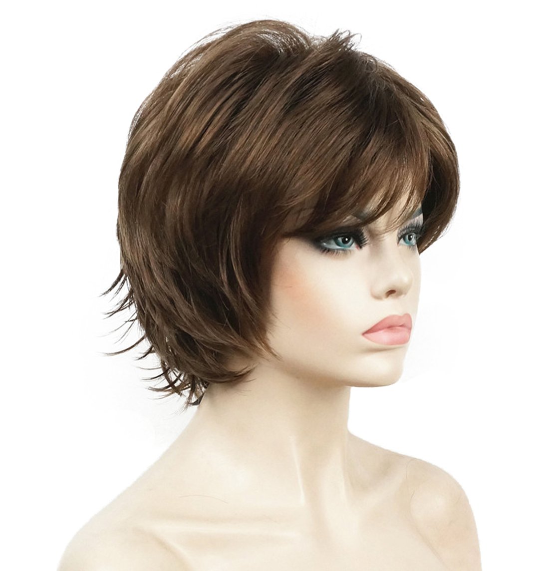 Lydell Short Layered Shaggy Full Synthetic Wig Wigs (Medium Golden Brown)