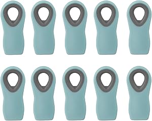Cook with Color 10 Pc Bag Clips with Magnet, Food Clips, Chip Clips, Bag Clips for Food Storage with Air Tight Seal Grip for Bread Bags, Snack Bags and Food Bags (Teal)