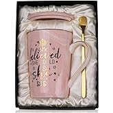 Graduation Gifts for Her 2026 - She Believed She Could So She Did Mug - Valentines Spiritual Motivational Congratulations Gifts for Women, 14oz Pink Ceramic Marble Gold Print Coffee Cup, Nicely Boxed