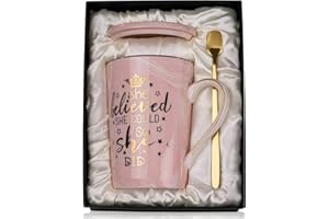 ALBISS Graduation Gifts for Her 2024, She Believed She Could So She Did Coffee Mug, Inspirational Congratulations Gift for Women, Wife Daughter Friend Girlfriend, 14oz Pink Coffee Cup, Nice Gift Boxed
