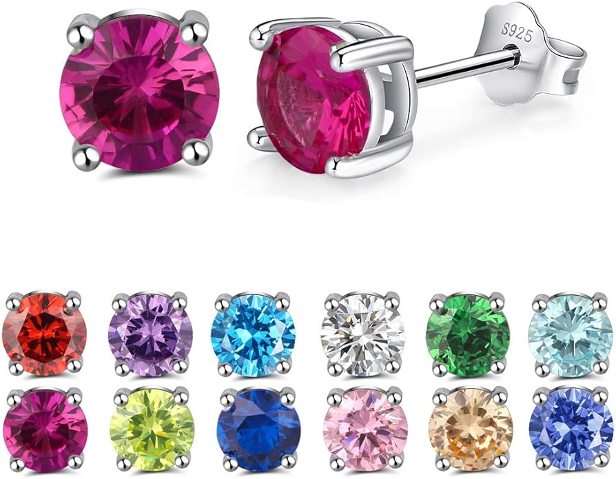 Amazon Tama 7月誕生石 スタッドピアス ルビー レディース メンズ ユニセックス 純銀シルバー925 金属アレルギー対応 バラレッド 6mm カラーストーン 2個セット 両耳 片耳 両用 痛くない つけっぱなし ピアス 通販