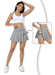 Tivifox Womens Grey Pleated Skorts High Waisted