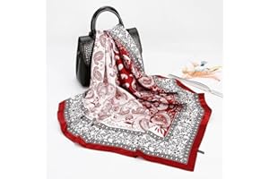 1Pc 35" Large Square Satin Head Scarf,Satin Hair Scarves Silk Bandana Headscarf for Women