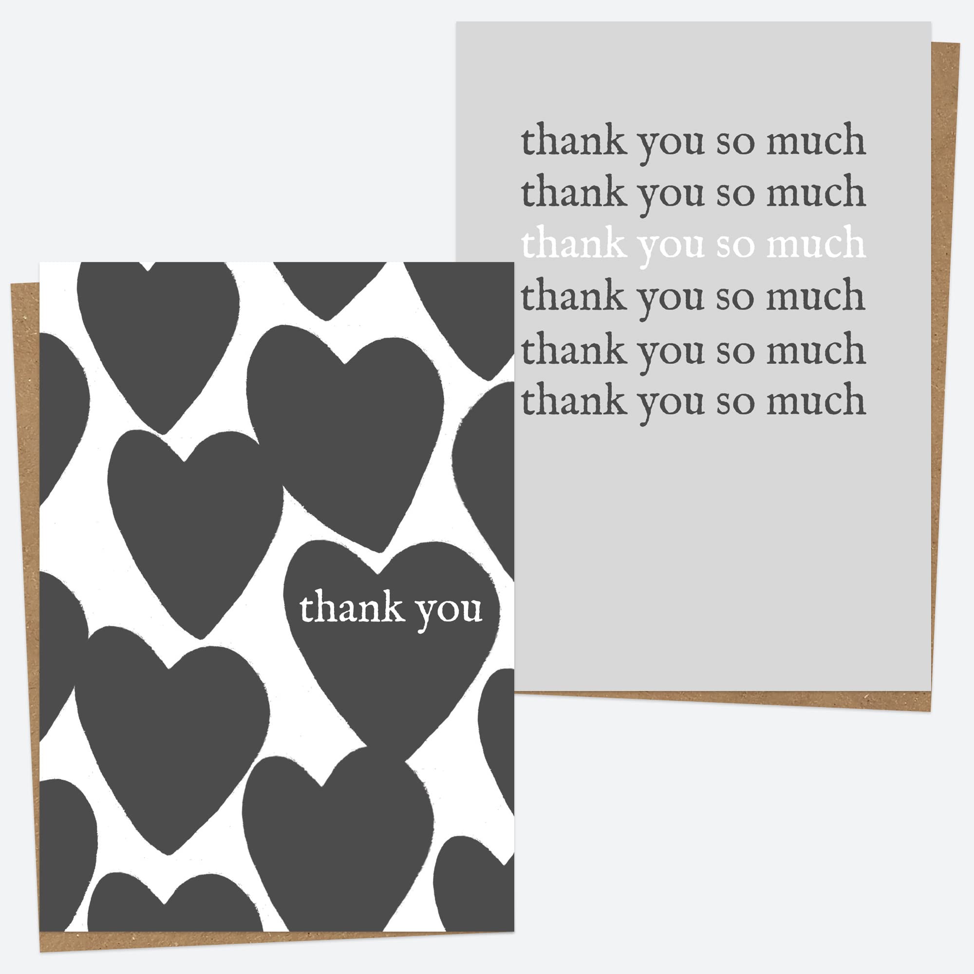 Dotty about Paper Thank You Cards Pack of 10 - Sweet Heart - Monochrome Multipack with Envelopes (27 0022)