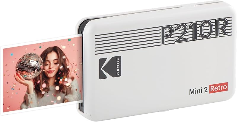 Kodak Mini 2 Retro 4Pass Portable Photo Printer 2.1 x 3.4 inches Black