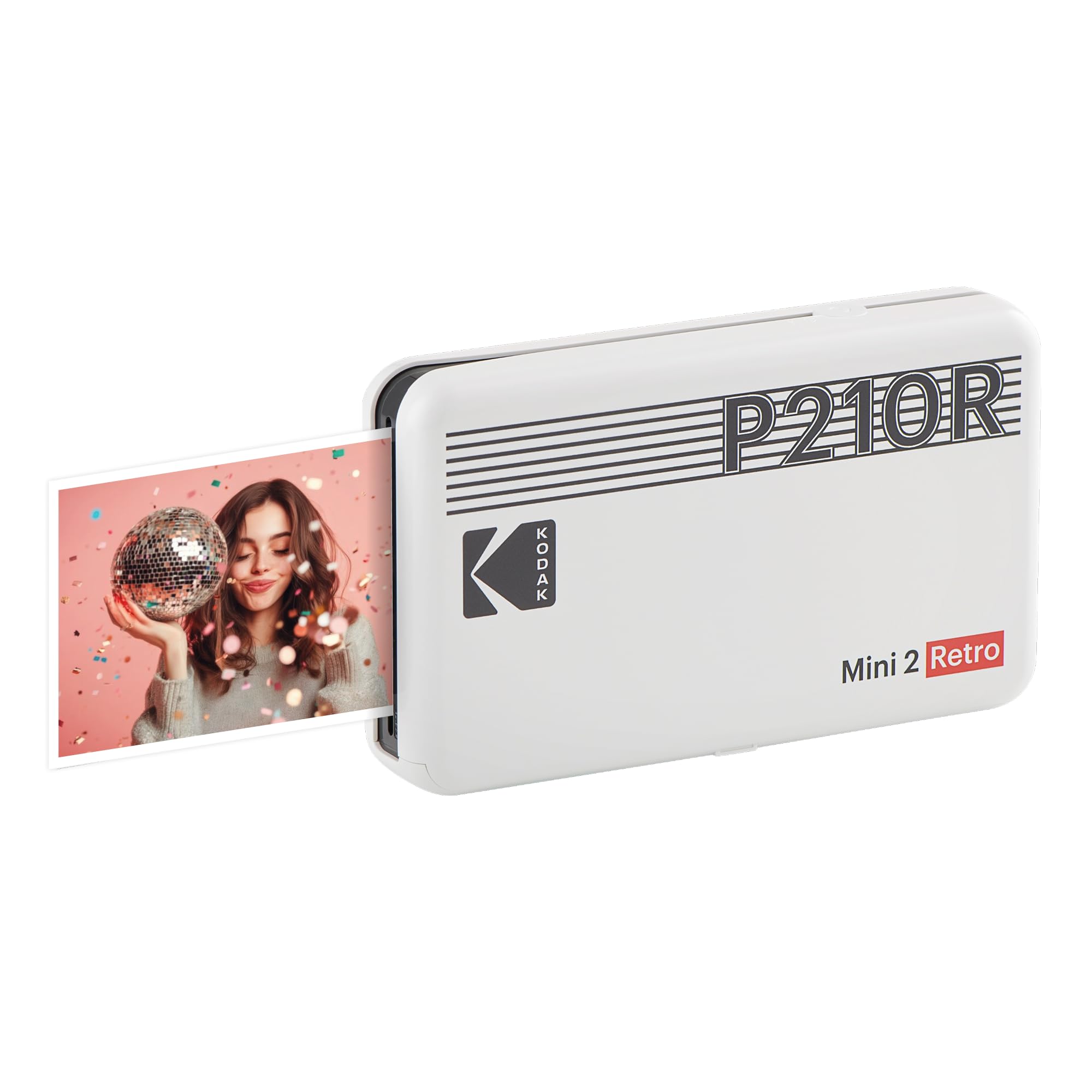 KODAK Mini 2 Retro 4PASS Portable Photo Printer (2.1x3.4") + 8 Sheets, Black Premium Quality- White
