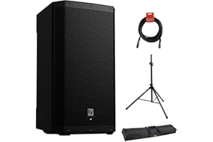 Electro-Voice ZLX-12P-G2 12"" 2-Way 1000W Bluetooth-Enabled Powered Loudspeaker (Black) Bundle with Auray SS-4420 Steel Speaker Stand, Auray Speaker Stand Bag 51"" and XLR Cable, 12-Inches