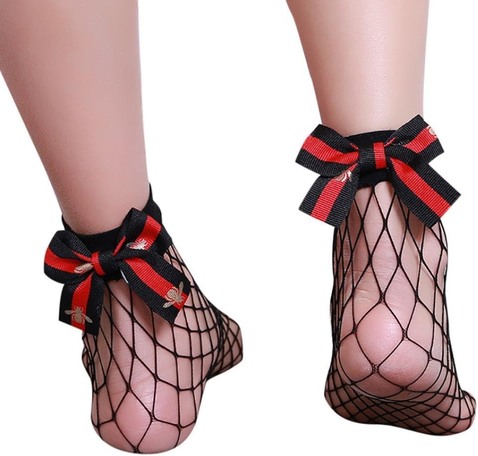 Mesh Socks, Alonea Women Ruffle Fishnet Ankle High Socks Mesh Lace Fish Net Short Socks