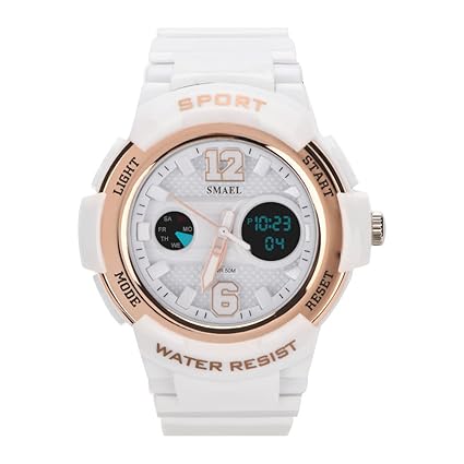 Dilwe Analogue Waterproof with Organic Glass Round Electronic Digital Chronograph Quartz Wristwatch