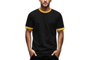 Zengjo Men's Ringer Tee Crewneck Athletic T Shirts Short Sleeve Sport Shirt for Men