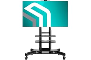 ONKRON Mobile TV Stand for 40" - 70" TVs up to 100 lbs - Height Adjustable TV Stand Cart with 2 Shelves - max VESA 600x400 - TV Cart Rolling TV Stand with Wheels/Portable TV Stand on Wheels Black