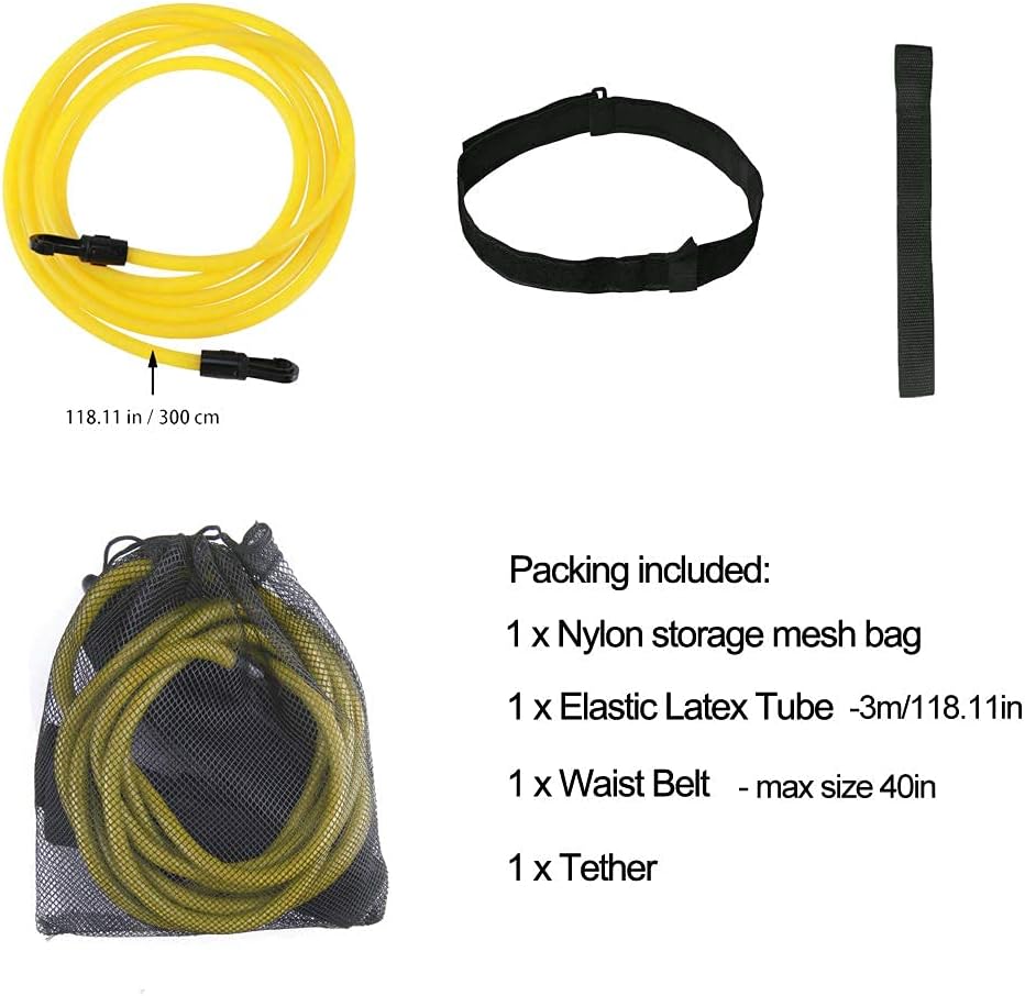 FOOING 3M Swim Training Belts, Swim Training Leash, Swim Tether Stationary Swimming, Swim Harness Static Swimming Belt, Swim Bungee Cords Resistance Bands (Yellow, 3) : Sports & Outdoors