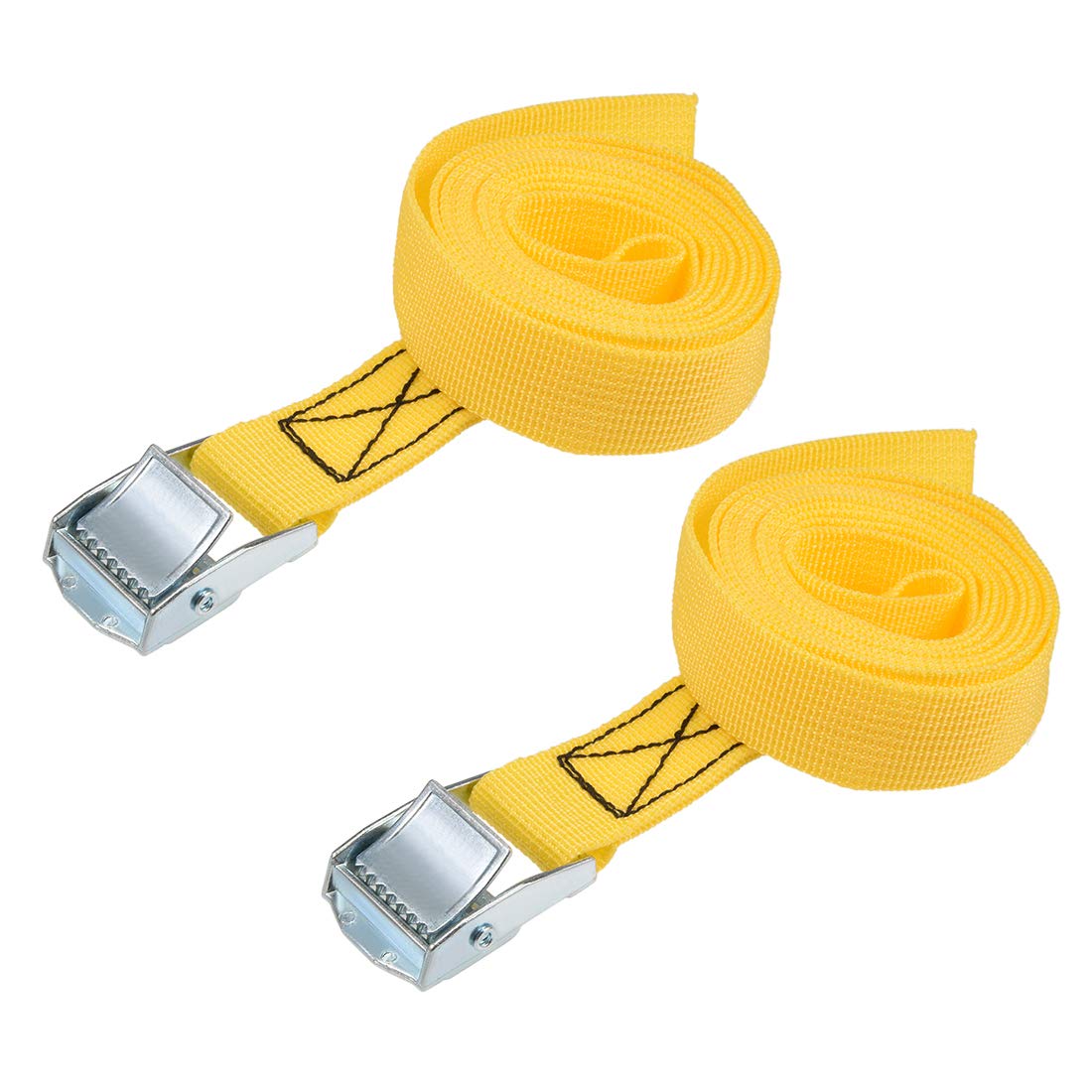 sourcing map Tie Down Strap Cam Buckle Lashing Strap 1" x 6.6Ft 550lb 250Kg Load Polypropylene for Moving Securing Cargo, Yellow, Pack of 2