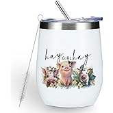 Cute Western Pigs 12 oz Tumbler, Wine Tumbler Insulated Wine Glass with Lid, Pig Gifts for Girls Women Pig Print Stuff Merch for Animal Lovers Teens Best Friend Bestie Friendship Christmas Birthday