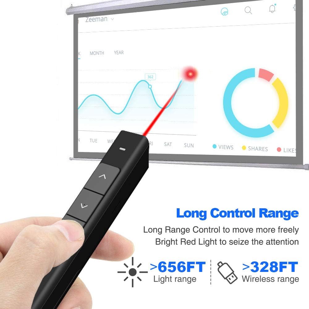 KNORVAY N26 Presentation Clicker 300FT Wireless Presenter Remote PowerPoint Clicker Presentation Remote, 2.4GHz USB Presentation Pointer Presenter PPT Clicker for Mac, Keynote, Laptop, Google Slides : Home Audio & Theater