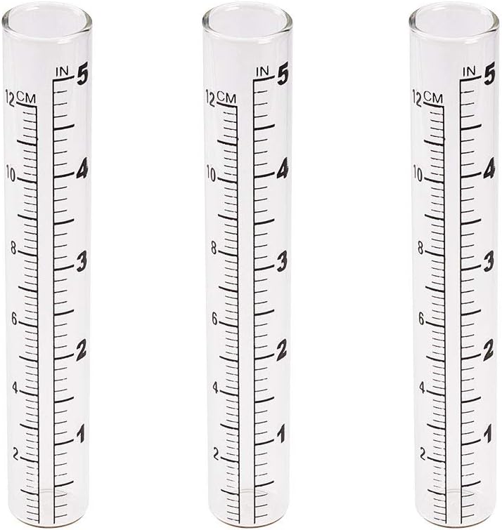 WANDIC Rain Gauge, Set of 3 Glass Rain Measuring Gauge Rain Meter for Garden or Farm, Clear