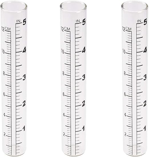 WANDIC Rain Gauge, 3 Pcs Glass Measuring Gauge Outdoor Rain Gauge with